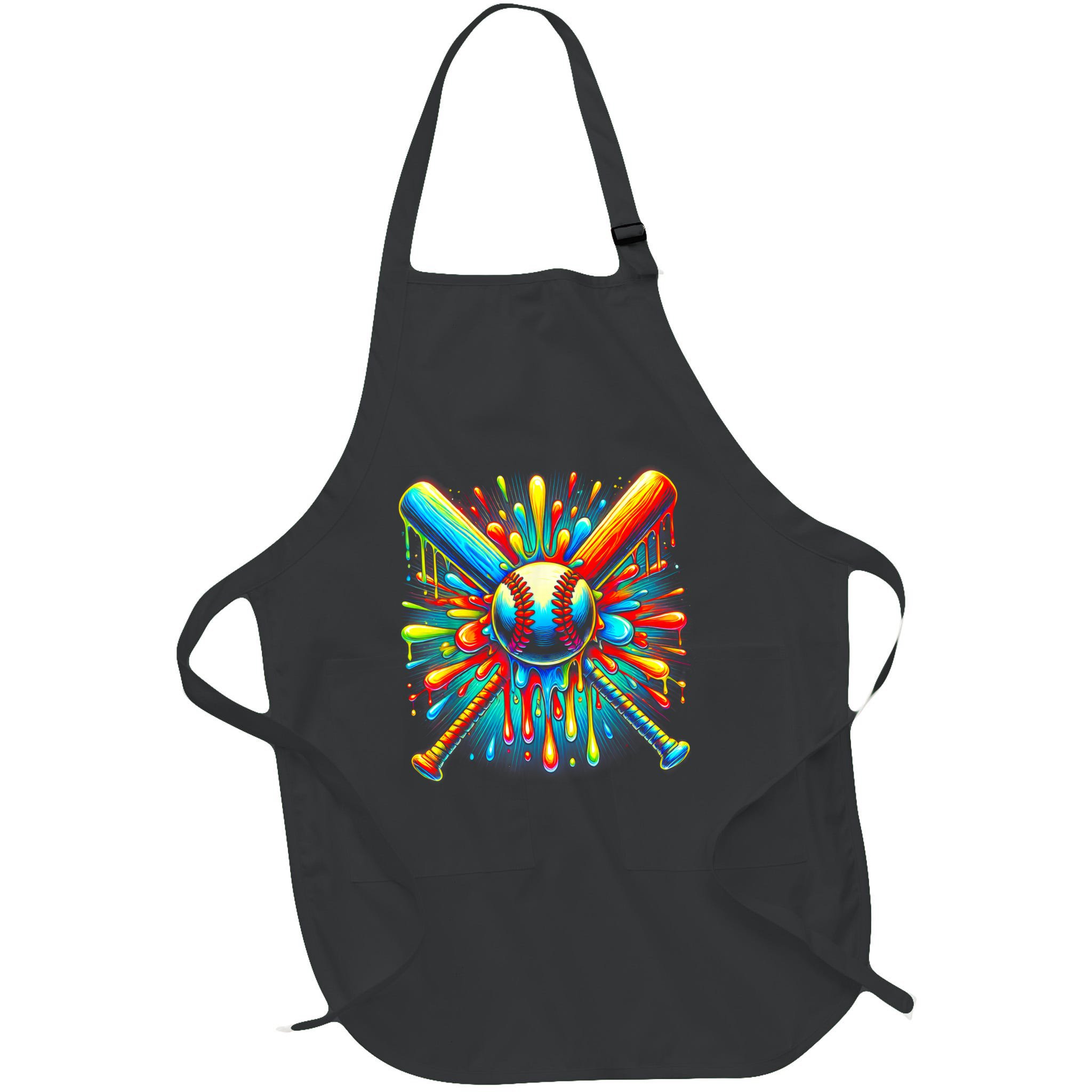 Colorful Baseball Tie Dye Baseball Home Plate Drip Apron