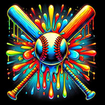 Colorful Baseball Tie Dye Baseball Home Plate Drip T-Shirt
