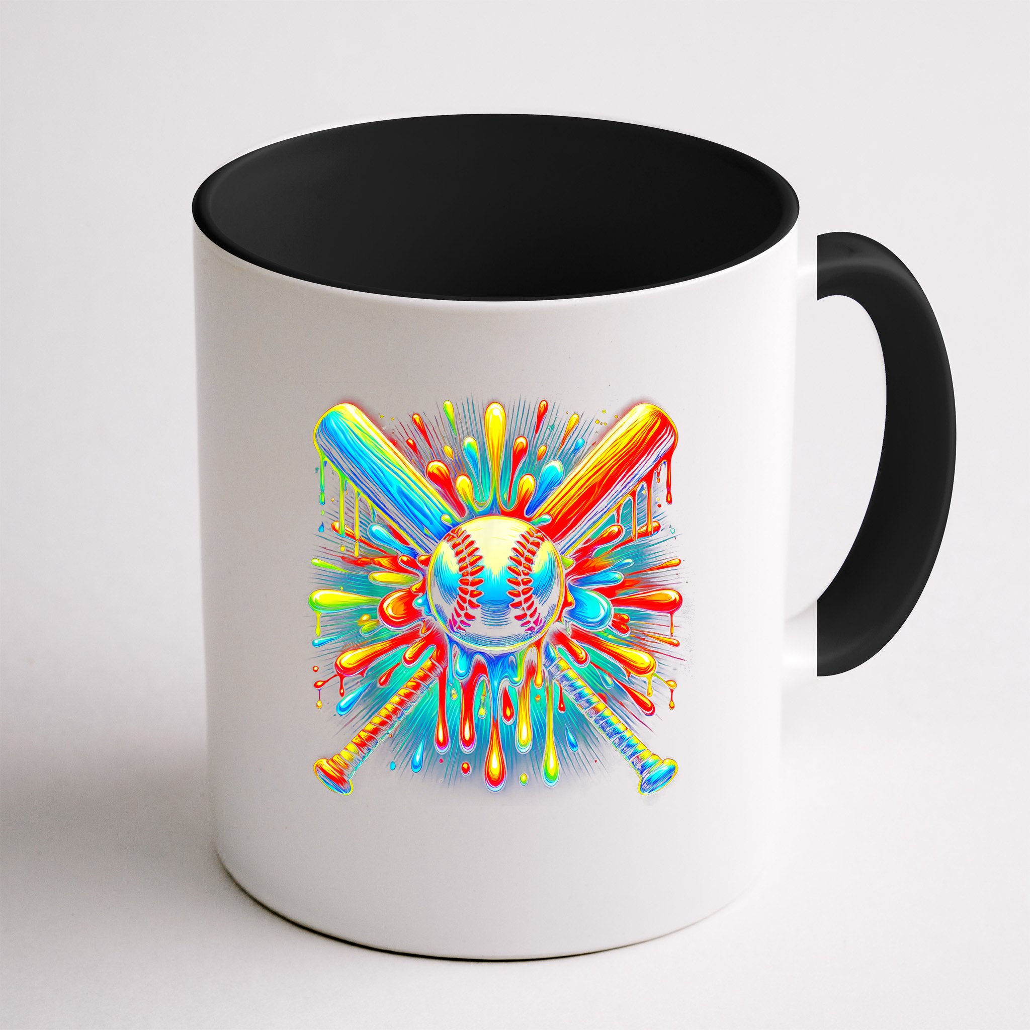 Colorful Baseball Tie Dye Baseball Home Plate Drip Mug
