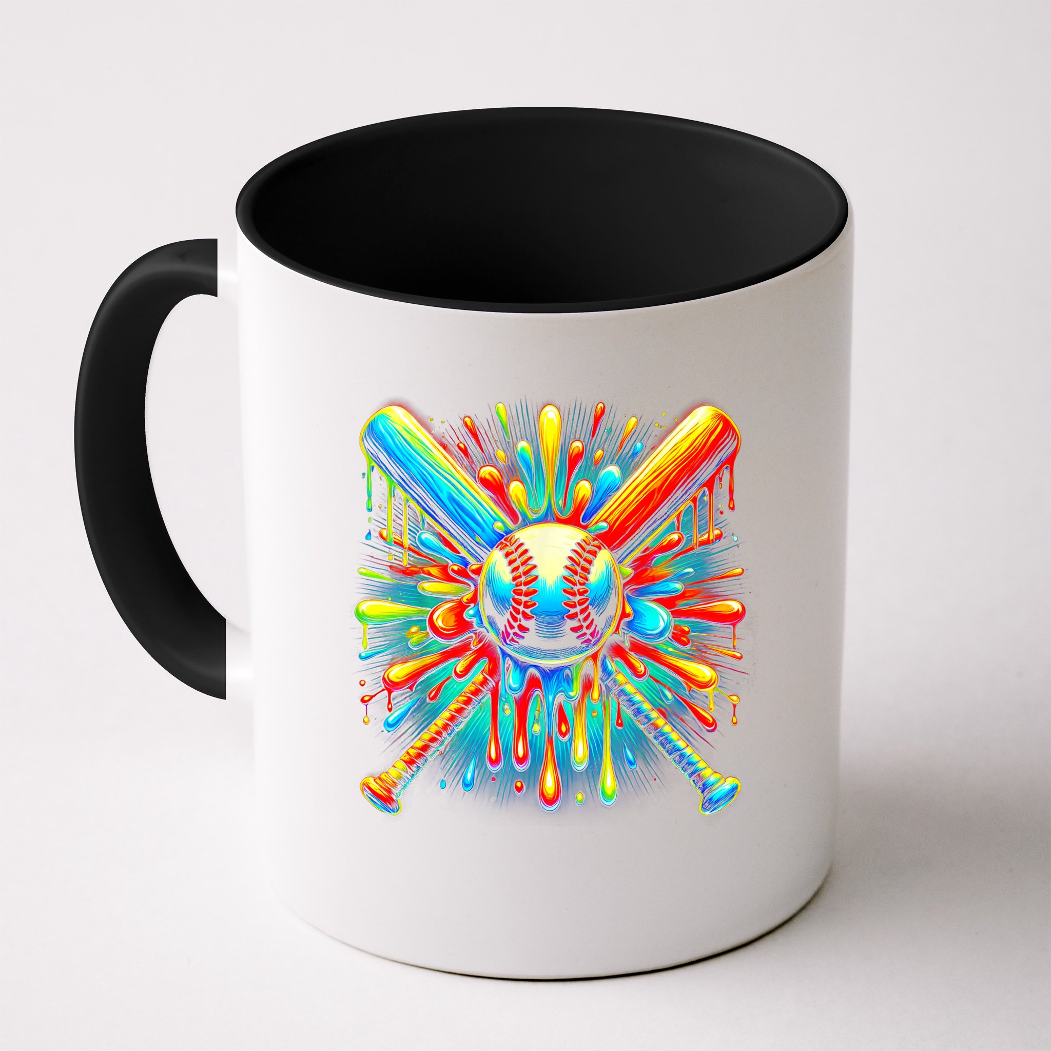 Colorful Baseball Tie Dye Baseball Home Plate Drip Mug