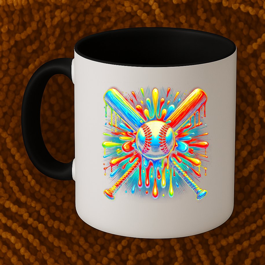 Colorful Baseball Tie Dye Baseball Home Plate Drip Mug