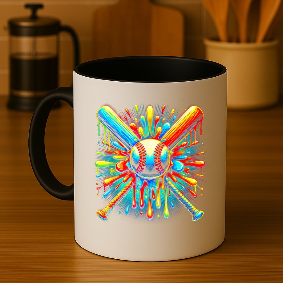 Colorful Baseball Tie Dye Baseball Home Plate Drip Mug