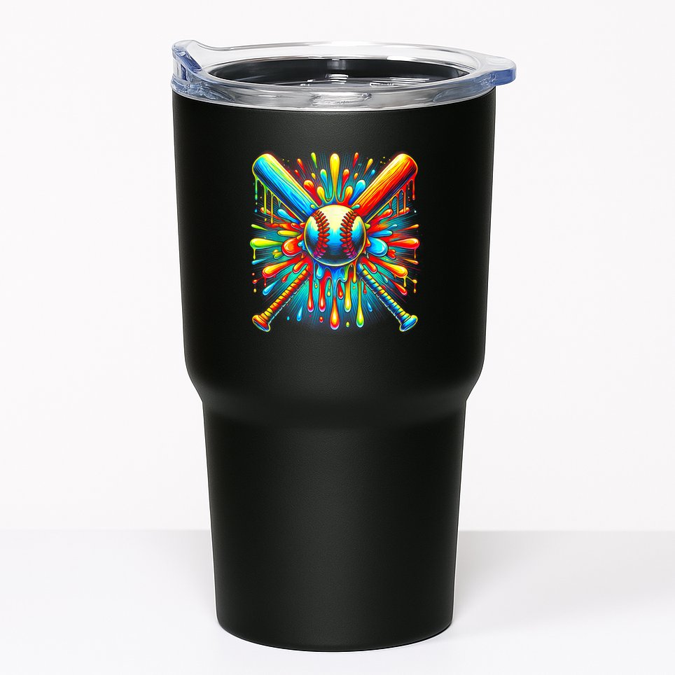 Colorful Baseball Tie Dye Baseball Home Plate Drip Tumbler