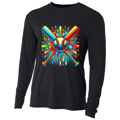 Colorful Baseball Tie Dye Baseball Home Plate Drip Cooling Performance Long Sleeve Crew