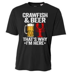 Crawfish & Beer Thats Why Im Here Crayfish Daddy Crawfish Cooling Performance Crew T-Shirt