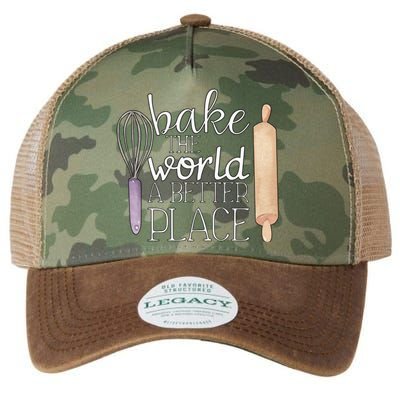 Cute Bake The World A Better Place Baking Quote Gift Legacy Tie Dye Trucker Hat