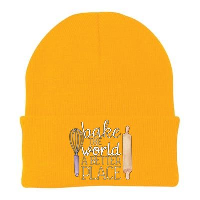 Cute Bake The World A Better Place Baking Quote Gift Knit Cap Winter Beanie