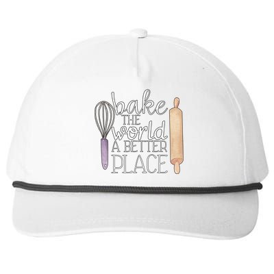 Cute Bake The World A Better Place Baking Quote Gift Snapback Five-Panel Rope Hat