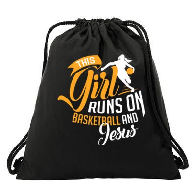 Christian Basketball This Girl Runs On Jesus And Basketball Drawstring Bag