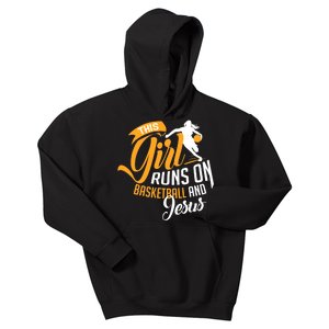 Christian Basketball This Girl Runs On Jesus And Basketball Kids Hoodie