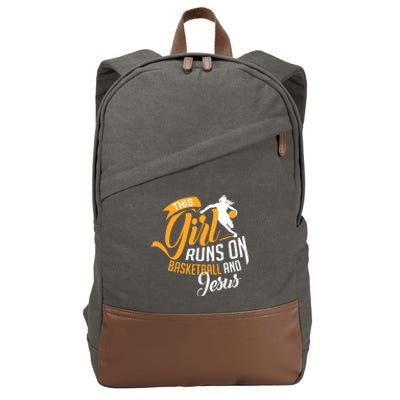 Christian Basketball This Girl Runs On Jesus And Basketball Cotton Canvas Backpack