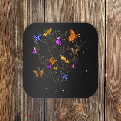 Colorful Butterfly Tree Beautiful Insect Animal Butterfly Coaster