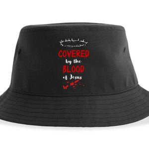 Covered By The Blood Of Jesus Christian Halloween Funny Sustainable Bucket Hat