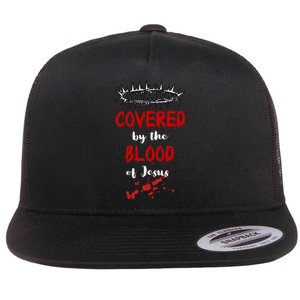 Covered By The Blood Of Jesus Christian Halloween Funny Flat Bill Trucker Hat