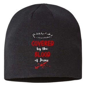 Covered By The Blood Of Jesus Christian Halloween Funny Sustainable Beanie