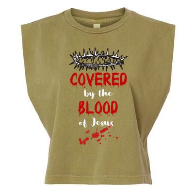 Covered By The Blood Of Jesus Christian Halloween Funny Garment-Dyed Women's Muscle Tee