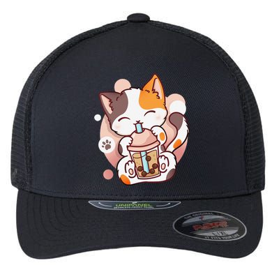 Cat Boba Tea Bubble Tea Anime Kawaii Neko Flexfit Unipanel Trucker Cap