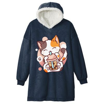 Cat Boba Tea Bubble Tea Anime Kawaii Neko Hooded Wearable Blanket