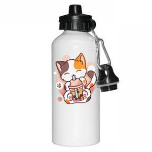 Cat Boba Tea Bubble Tea Anime Kawaii Neko Aluminum Water Bottle