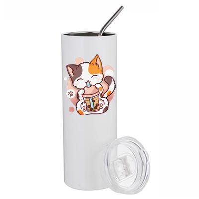 Cat Boba Tea Bubble Tea Anime Kawaii Neko Stainless Steel Tumbler