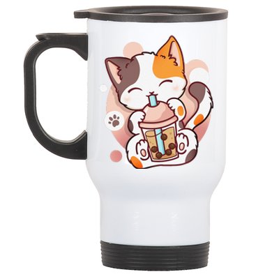 Cat Boba Tea Bubble Tea Anime Kawaii Neko Stainless Steel Travel Mug