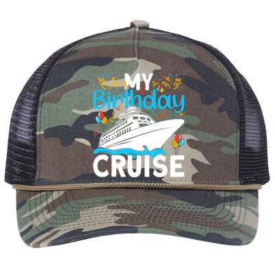 Cruising Boat Trip My Birthday Cruise Retro Rope Trucker Hat Cap