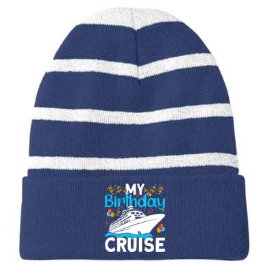 Cruising Boat Trip My Birthday Cruise Striped Beanie with Solid Band