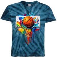 Colorful Basketball Tie Dye Color Splash Hoop Net Slam Dunk Kids Tie-Dye T-Shirt