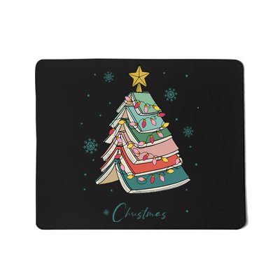 Christmas Book Tree Merry Christmas For Book Lover Mousepad