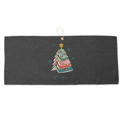 Christmas Book Tree Merry Christmas For Book Lover Large Microfiber Waffle Golf Towel