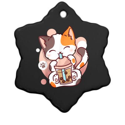 Cat Boba Tea Bubble Tea Anime Kawaii Neko Ceramic Star Ornament