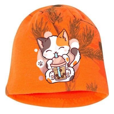 Cat Boba Tea Bubble Tea Anime Kawaii Neko Kati - Camo Knit Beanie