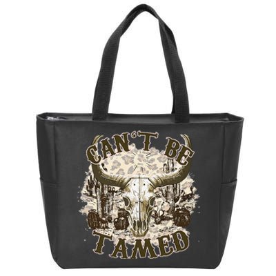 CanT Be Tamed Western Cow Skull Cowboy Cowgirl Costume Zip Tote Bag