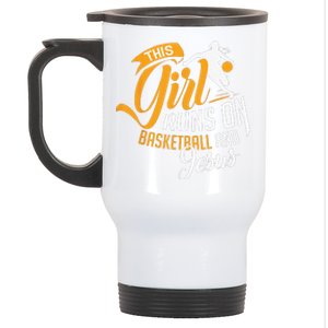 Christian Basketball This Girl Runs On Jesus And Basketball Stainless Steel Travel Mug