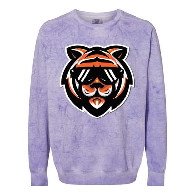 Cool Bengal Tiger With Sunglasses Colorblast Crewneck Sweatshirt