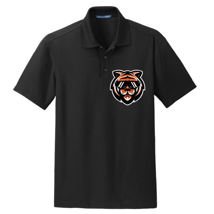 Cool Bengal Tiger With Sunglasses Dry Zone Grid Polo