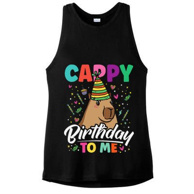 Cappy Birthday To Me Cute Capybara Rodent Capyzilla Bday Ladies PosiCharge Tri-Blend Wicking Tank