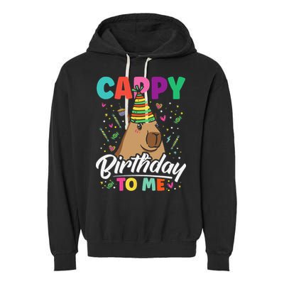 Cappy Birthday To Me Cute Capybara Rodent Capyzilla Bday Garment-Dyed Fleece Hoodie