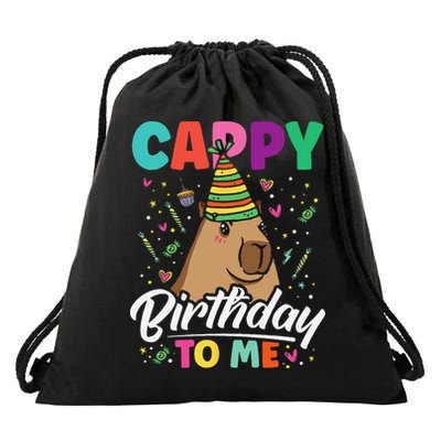 Cappy Birthday To Me Cute Capybara Rodent Capyzilla Bday Drawstring Bag