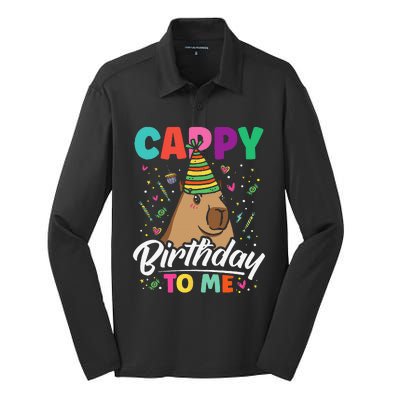 Cappy Birthday To Me Cute Capybara Rodent Capyzilla Bday Silk Touch Performance Long Sleeve Polo