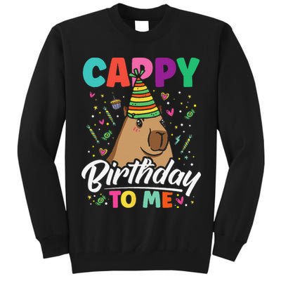 Cappy Birthday To Me Cute Capybara Rodent Capyzilla Bday Tall Sweatshirt