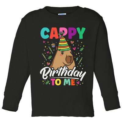 Cappy Birthday To Me Cute Capybara Rodent Capyzilla Bday Toddler Long Sleeve Shirt