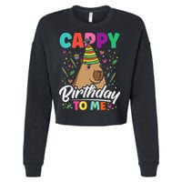 Cappy Birthday To Me Cute Capybara Rodent Capyzilla Bday Cropped Pullover Crew