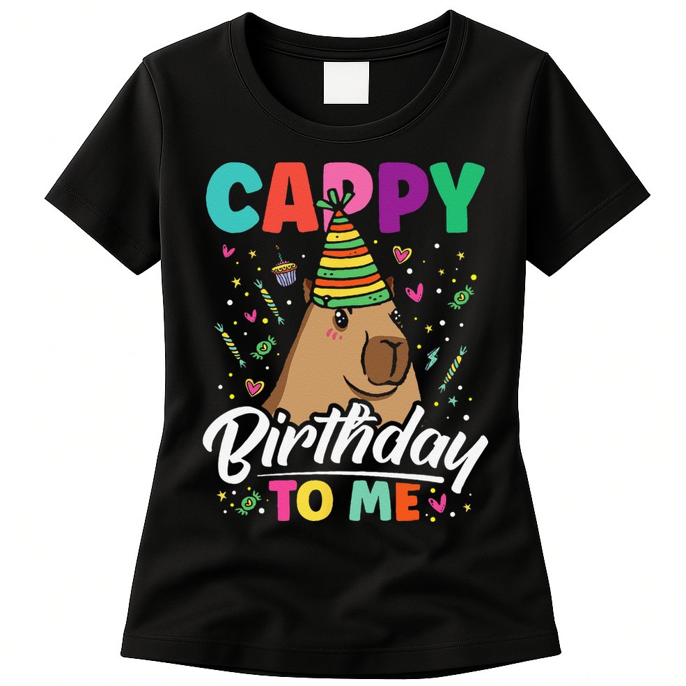 Cappy Birthday To Me Cute Capybara Rodent Capyzilla Bday Womens T-Shirt