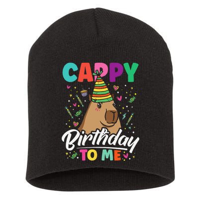 Cappy Birthday To Me Cute Capybara Rodent Capyzilla Bday Short Acrylic Beanie