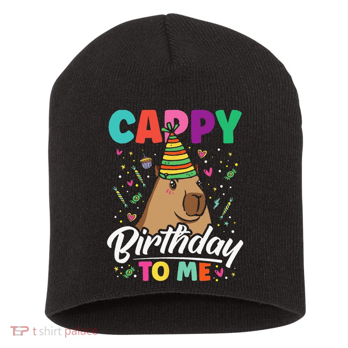 Cappy Birthday To Me Cute Capybara Rodent Capyzilla Bday Short Acrylic Beanie