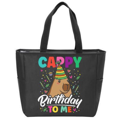 Cappy Birthday To Me Cute Capybara Rodent Capyzilla Bday Zip Tote Bag