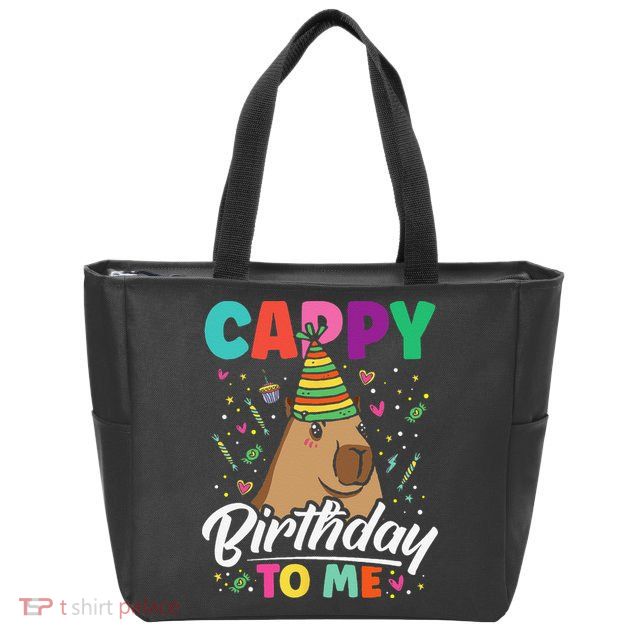 Cappy Birthday To Me Cute Capybara Rodent Capyzilla Bday Zip Tote Bag