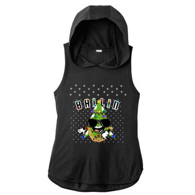 Christmas Ballin Tree Microphone Snowing Ugly Style Gift Ladies PosiCharge Tri-Blend Wicking Draft Hoodie Tank