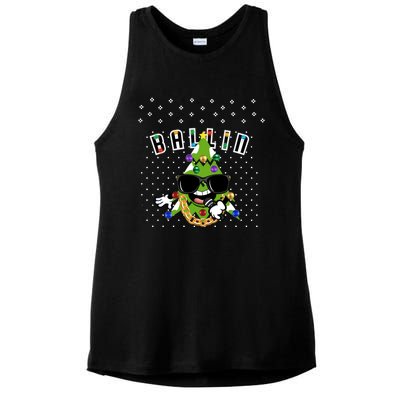 Christmas Ballin Tree Microphone Snowing Ugly Style Gift Ladies PosiCharge Tri-Blend Wicking Tank